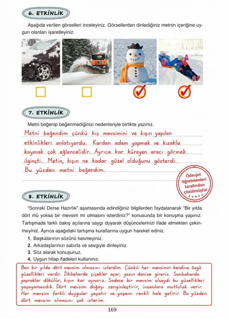 4. Sınıf Türkçe Ders Kitabı Cevapları Ada Yayınları Sayfa 169 Çözüm Görseli