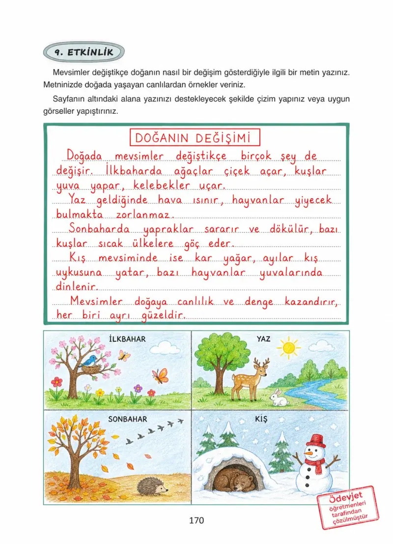 4. Sınıf Türkçe Ders Kitabı Cevapları Ada Yayınları Sayfa 170 Çözüm Görseli