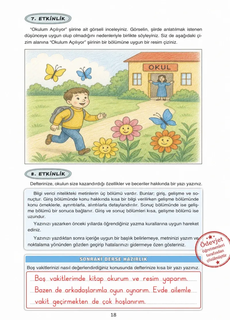 4. Sınıf Türkçe Ders Kitabı Cevapları Ada Yayınları Sayfa 18 Çözüm Görseli