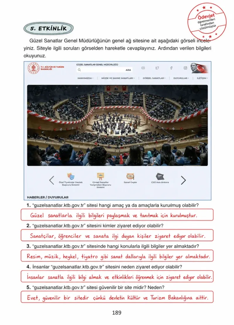 4. Sınıf Türkçe Ders Kitabı Cevapları Ada Yayınları Sayfa 189 Çözüm Görseli