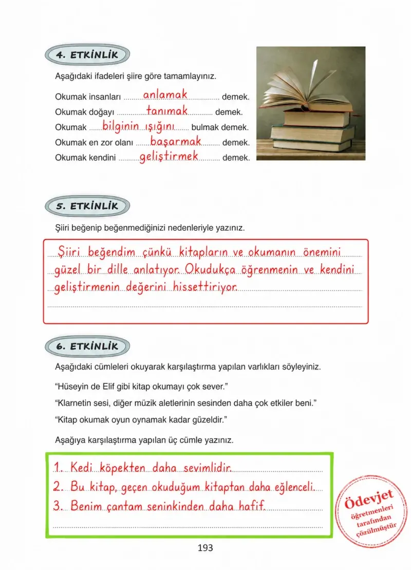 4. Sınıf Türkçe Ders Kitabı Cevapları Ada Yayınları Sayfa 193 Çözüm Görseli