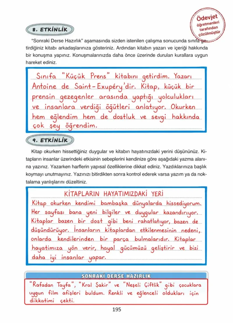 4. Sınıf Türkçe Ders Kitabı Cevapları Ada Yayınları Sayfa 195 Çözüm Görseli