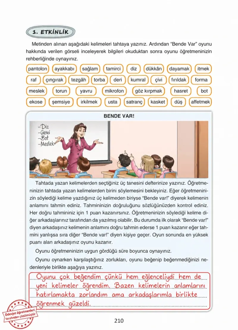 4. Sınıf Türkçe Ders Kitabı Cevapları Ada Yayınları Sayfa 210 Çözüm Görseli