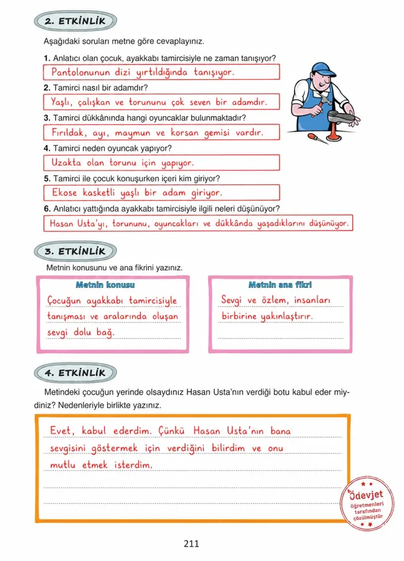 4. Sınıf Türkçe Ders Kitabı Cevapları Ada Yayınları Sayfa 211 Çözüm Görseli