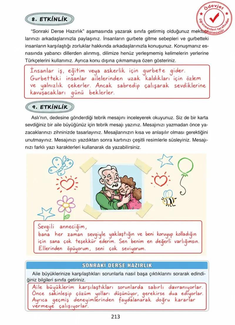 4. Sınıf Türkçe Ders Kitabı Cevapları Ada Yayınları Sayfa 213 Çözüm Görseli