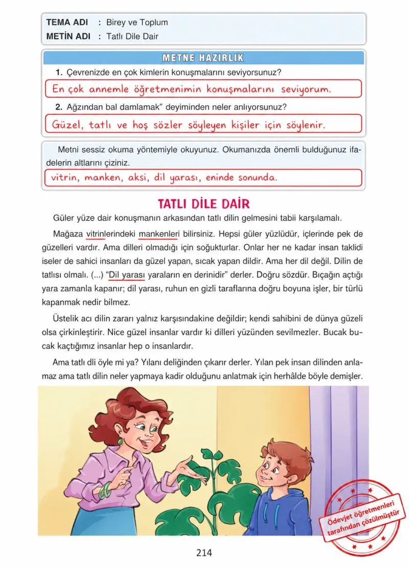 4. Sınıf Türkçe Ders Kitabı Cevapları Ada Yayınları Sayfa 214 Çözüm Görseli