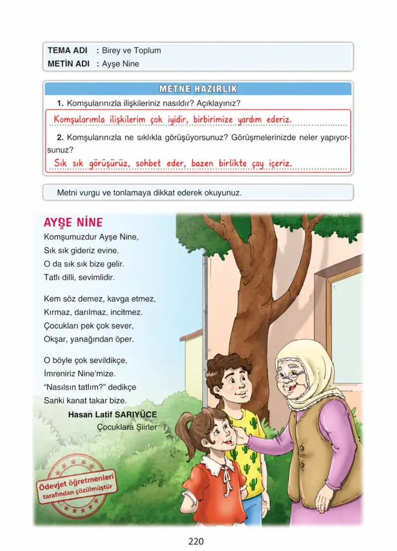 4. Sınıf Türkçe Ders Kitabı Cevapları Ada Yayınları Sayfa 220 Çözüm Görseli