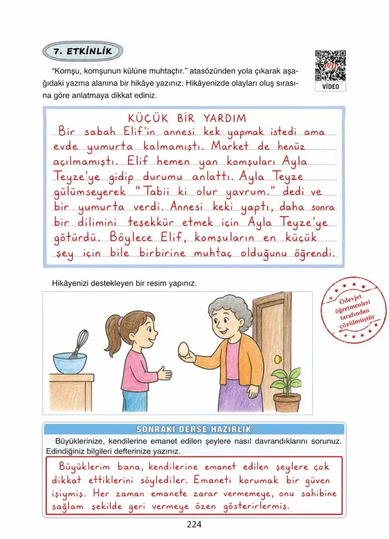 4. Sınıf Türkçe Ders Kitabı Cevapları Ada Yayınları Sayfa 224 Çözüm Görseli