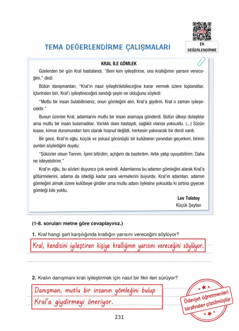 4. Sınıf Türkçe Ders Kitabı Cevapları Ada Yayınları Sayfa 231 Çözüm Görseli
