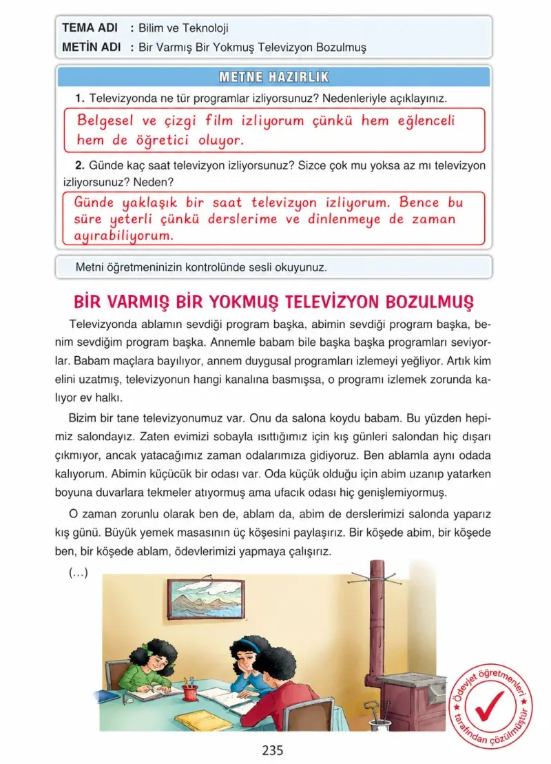 4. Sınıf Türkçe Ders Kitabı Cevapları Ada Yayınları Sayfa 235 Çözüm Görseli