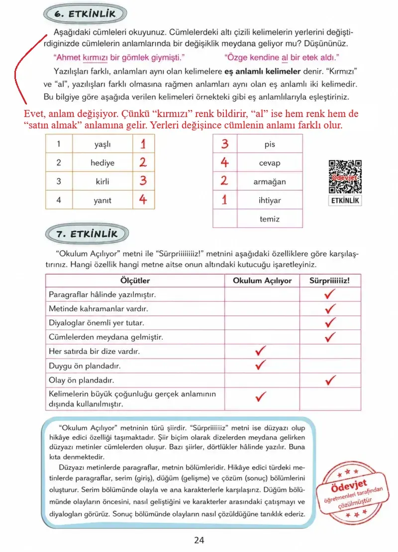 4. Sınıf Türkçe Ders Kitabı Cevapları Ada Yayınları Sayfa 24 Çözüm Görseli