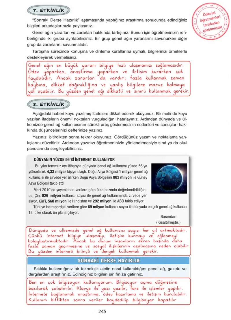 4. Sınıf Türkçe Ders Kitabı Cevapları Ada Yayınları Sayfa 245 Çözüm Görseli