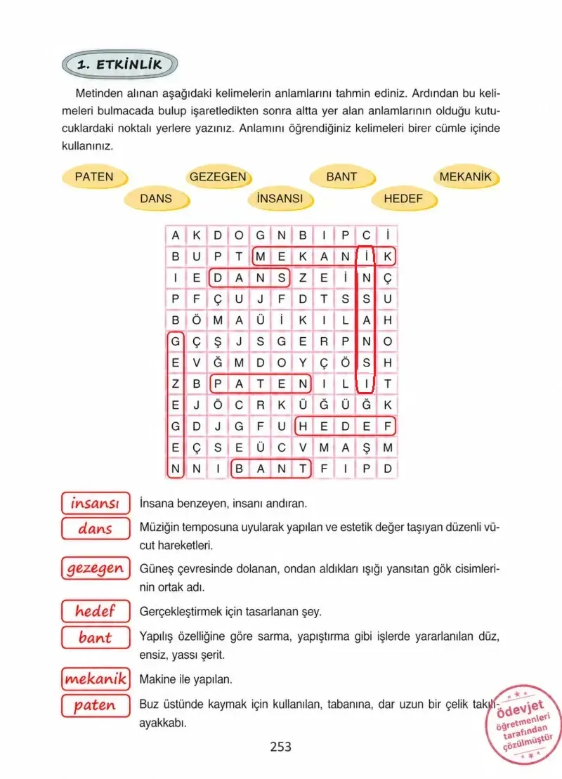 4. Sınıf Türkçe Ders Kitabı Cevapları Ada Yayınları Sayfa 253 Çözüm Görseli