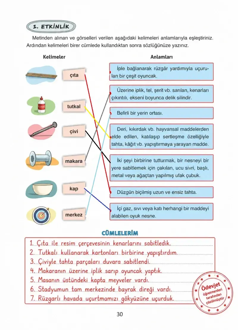 4. Sınıf Türkçe Ders Kitabı Cevapları Ada Yayınları Sayfa 30 Çözüm Görseli