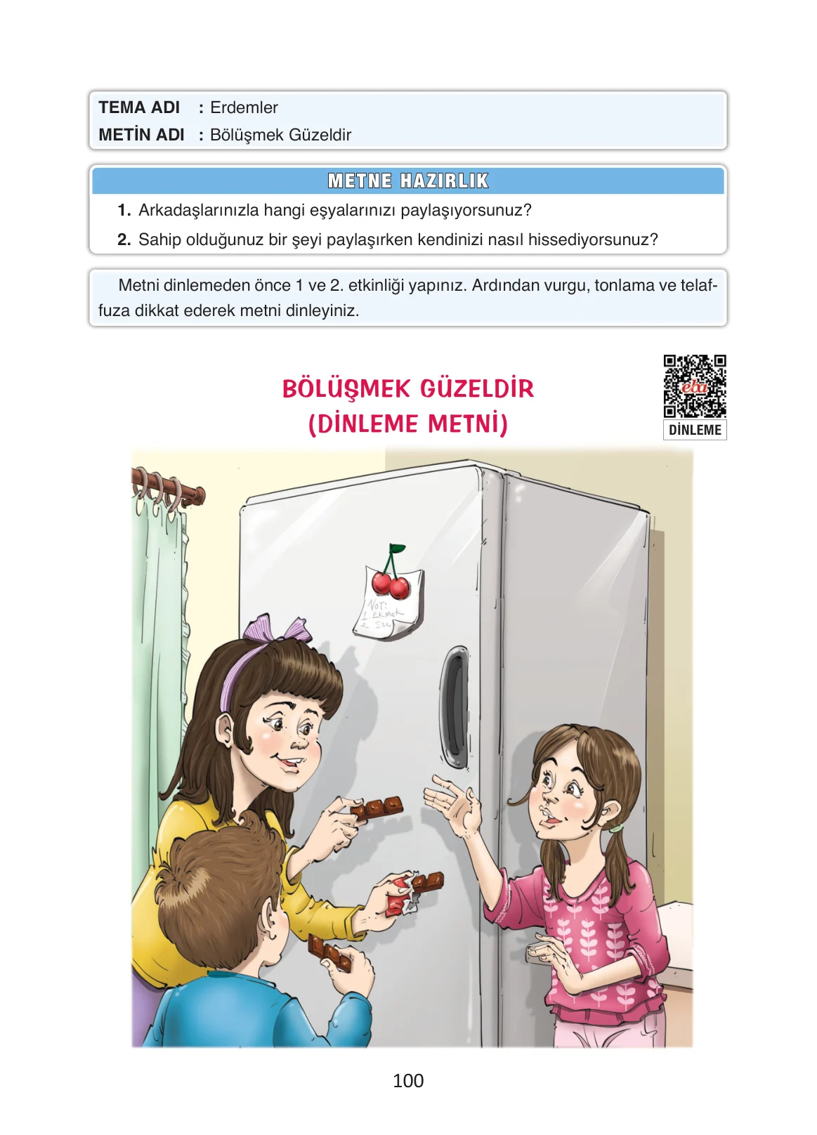 4. Sınıf Türkçe Ders Kitabı Cevapları Ada Yayınları Sayfa 100