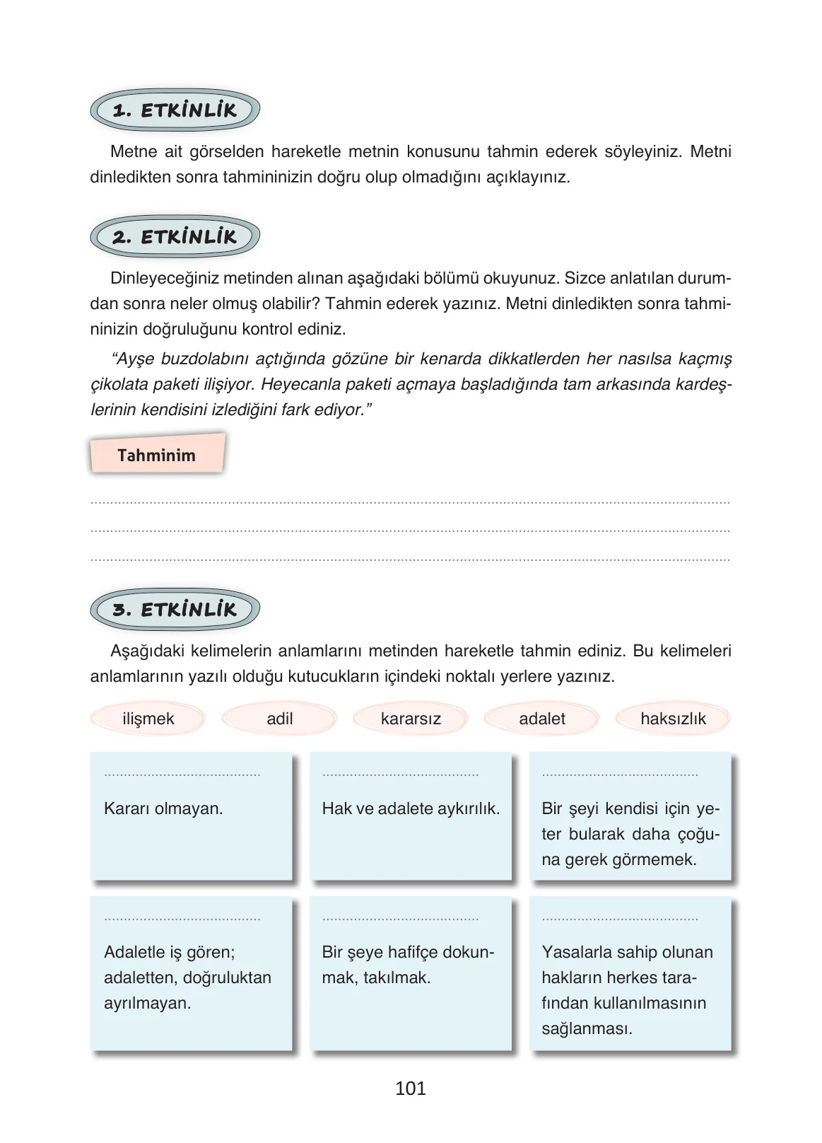 4. Sınıf Türkçe Ders Kitabı Cevapları Ada Yayınları Sayfa 101