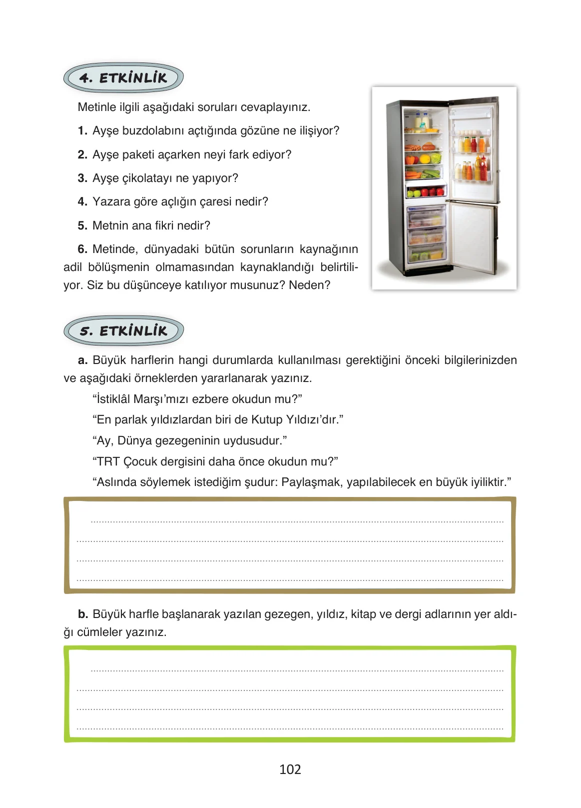 4. Sınıf Türkçe Ders Kitabı Cevapları Ada Yayınları Sayfa 102