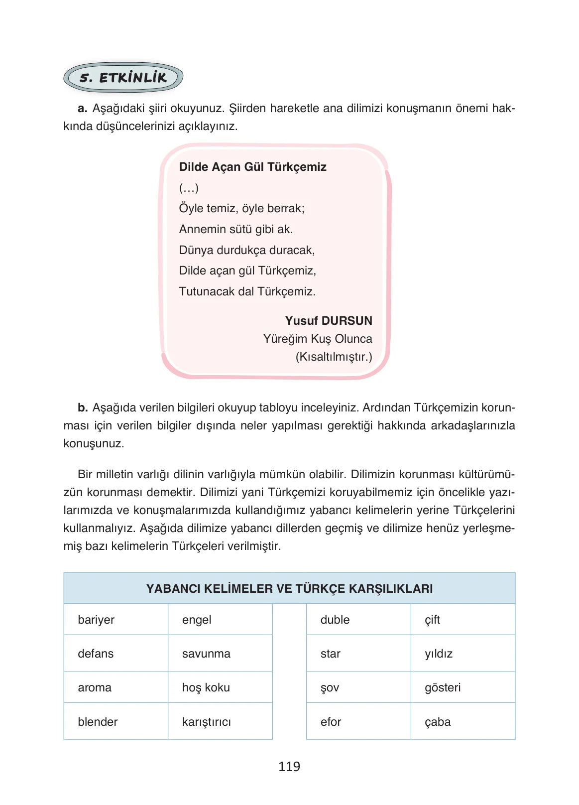 4. Sınıf Türkçe Ders Kitabı Cevapları Ada Yayınları Sayfa 119