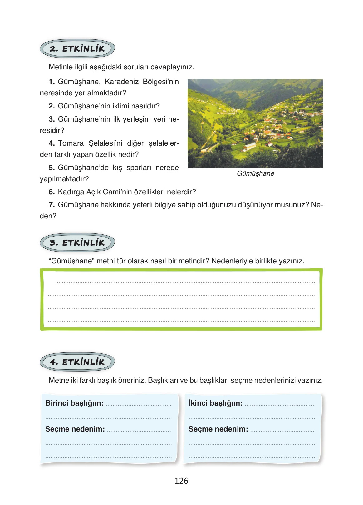 4. Sınıf Türkçe Ders Kitabı Cevapları Ada Yayınları Sayfa 126
