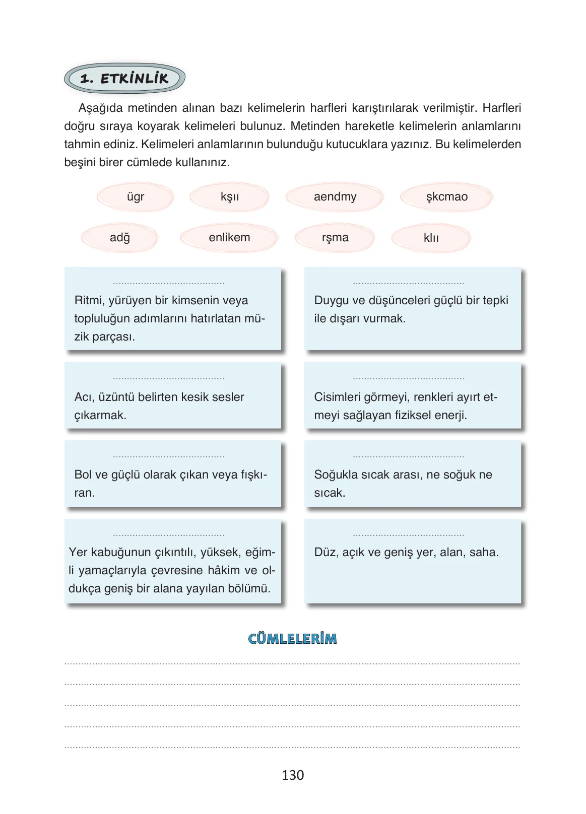 4. Sınıf Türkçe Ders Kitabı Cevapları Ada Yayınları Sayfa 130