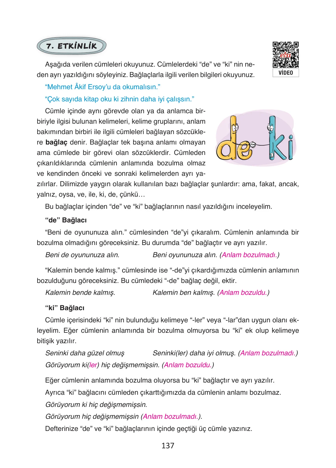 4. Sınıf Türkçe Ders Kitabı Cevapları Ada Yayınları Sayfa 137