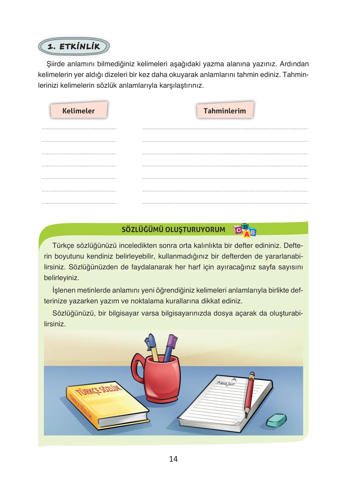 4. Sınıf Türkçe Ders Kitabı Cevapları Ada Yayınları Sayfa 14