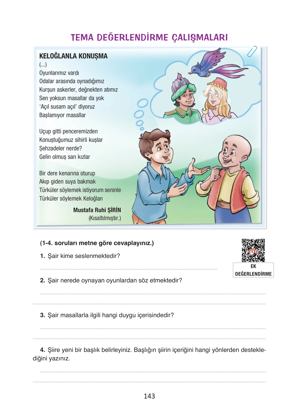 4. Sınıf Türkçe Ders Kitabı Cevapları Ada Yayınları Sayfa 143