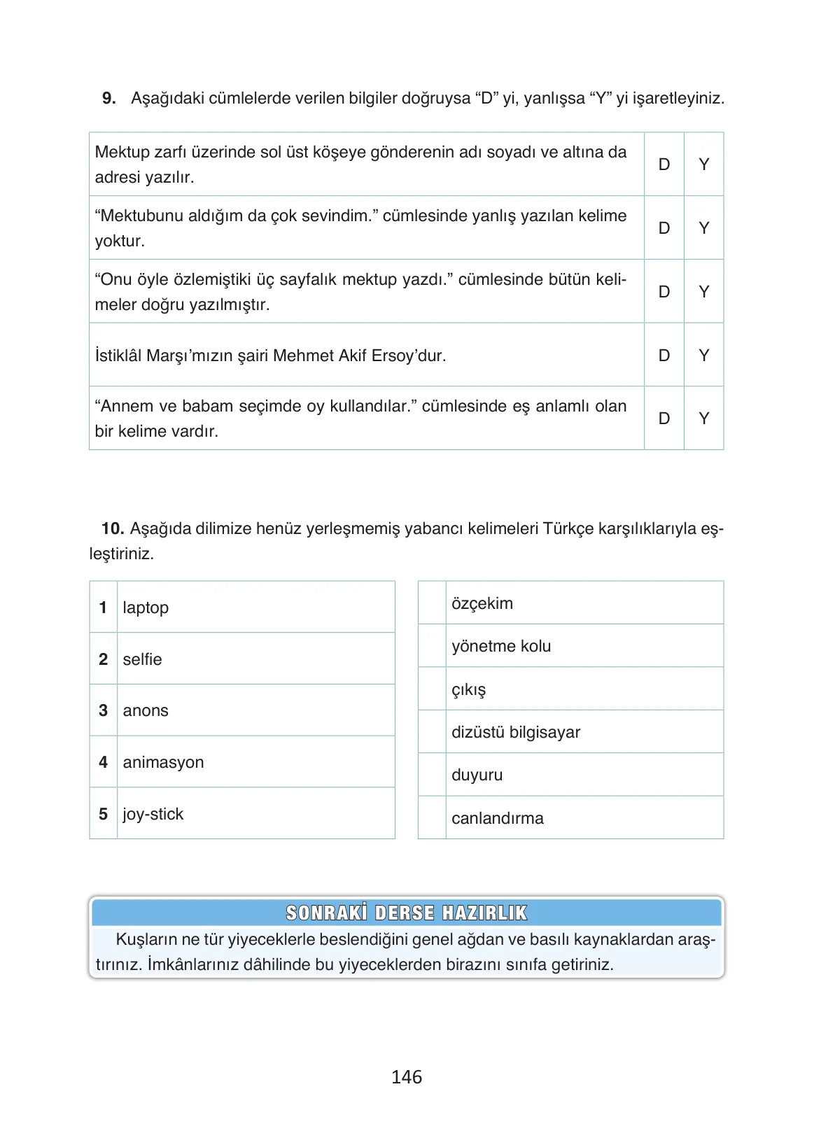 4. Sınıf Türkçe Ders Kitabı Cevapları Ada Yayınları Sayfa 146