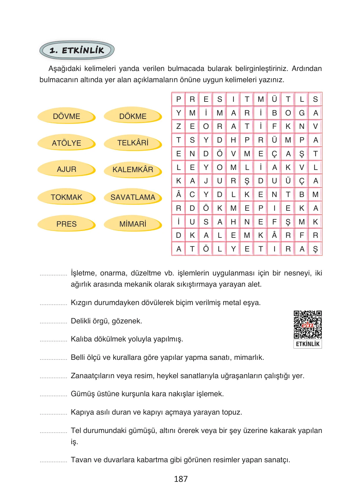 4. Sınıf Türkçe Ders Kitabı Cevapları Ada Yayınları Sayfa 187