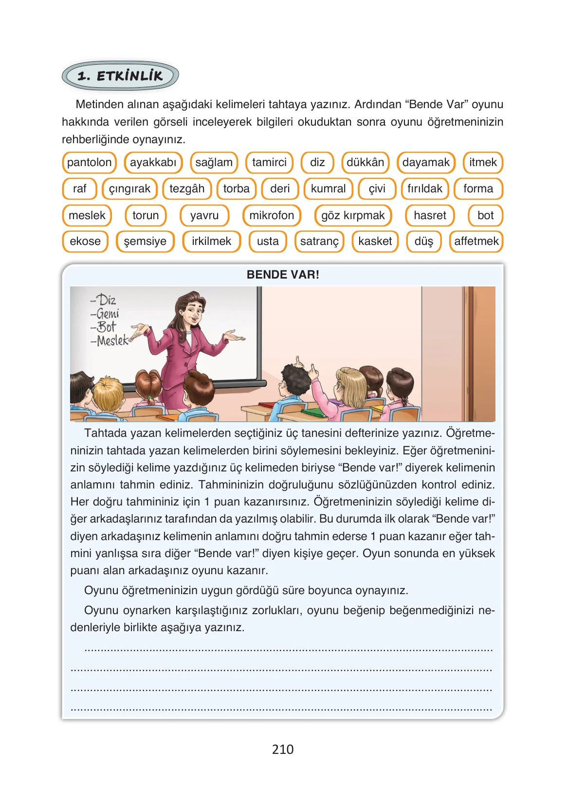 4. Sınıf Türkçe Ders Kitabı Cevapları Ada Yayınları Sayfa 210