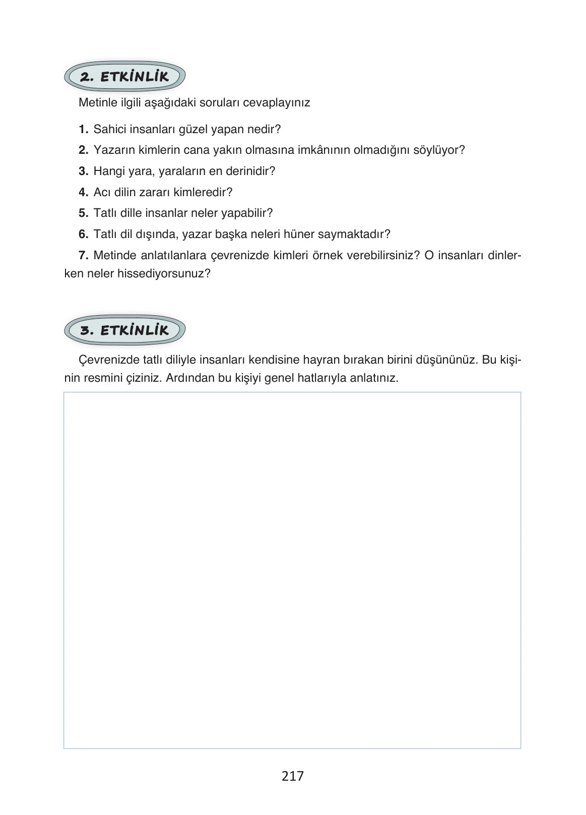 4. Sınıf Türkçe Ders Kitabı Cevapları Ada Yayınları Sayfa 217