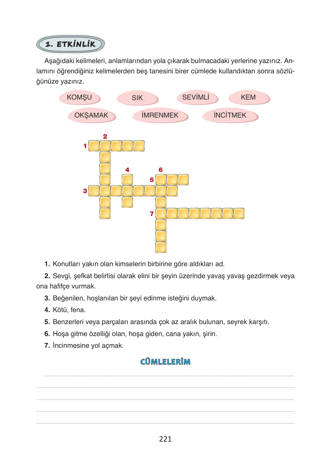 4. Sınıf Türkçe Ders Kitabı Cevapları Ada Yayınları Sayfa 221
