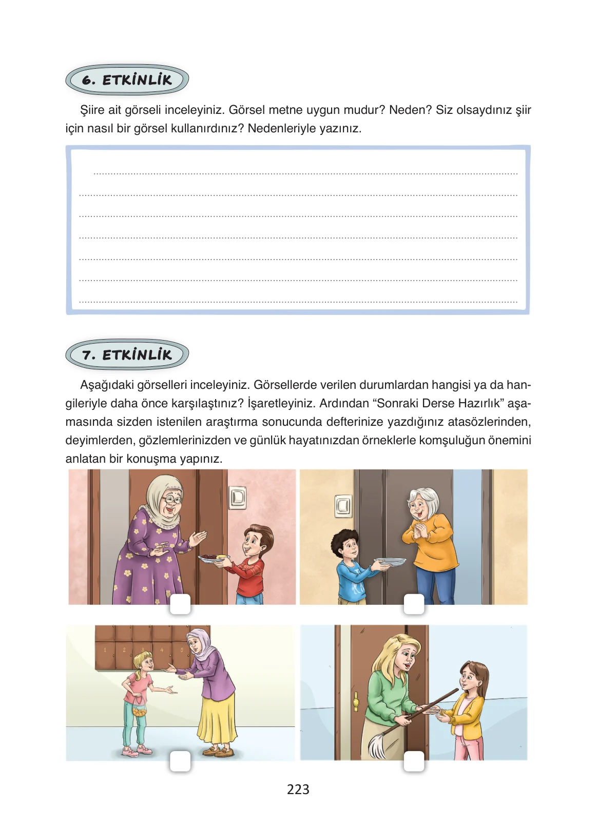 4. Sınıf Türkçe Ders Kitabı Cevapları Ada Yayınları Sayfa 223