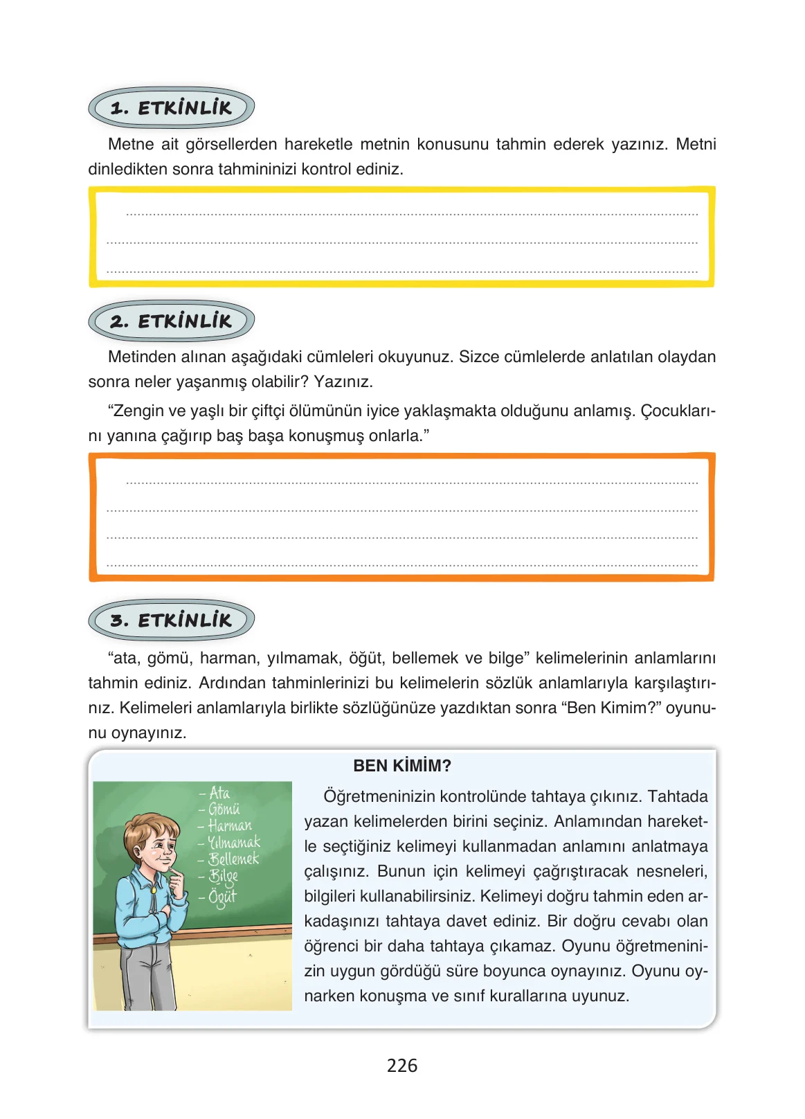 4. Sınıf Türkçe Ders Kitabı Cevapları Ada Yayınları Sayfa 226