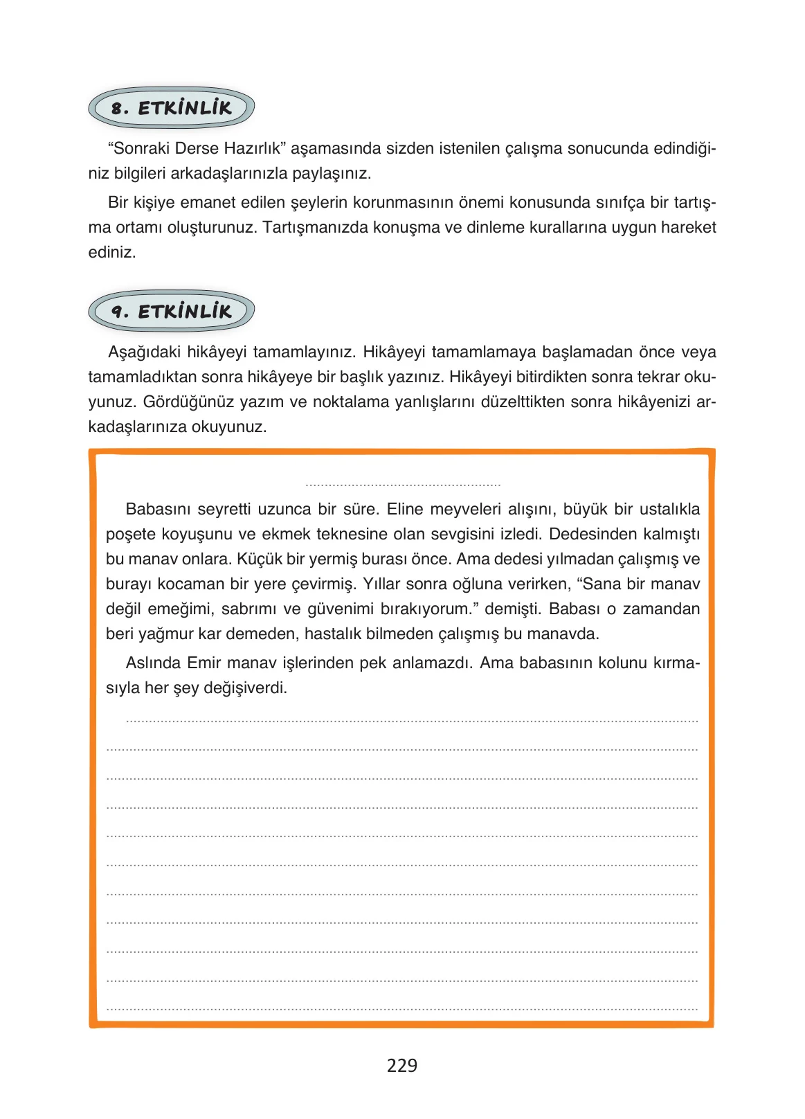 4. Sınıf Türkçe Ders Kitabı Cevapları Ada Yayınları Sayfa 229