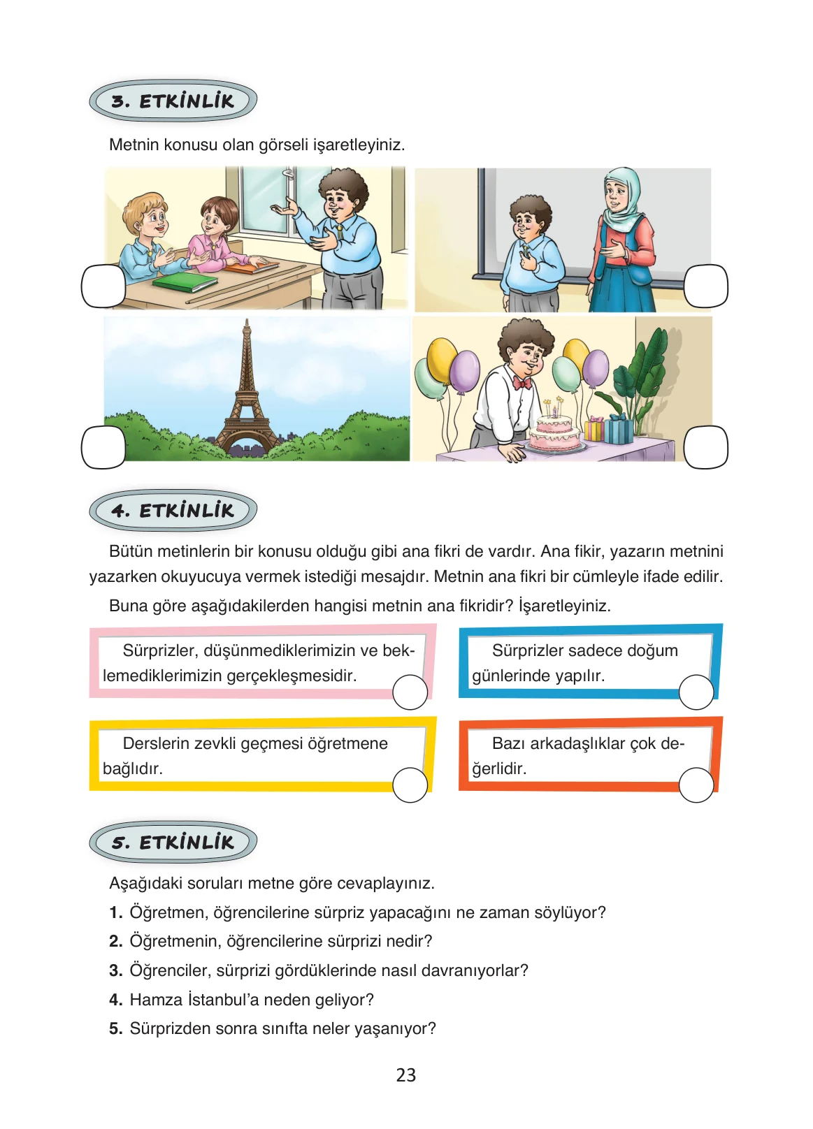 4. Sınıf Türkçe Ders Kitabı Cevapları Ada Yayınları Sayfa 23