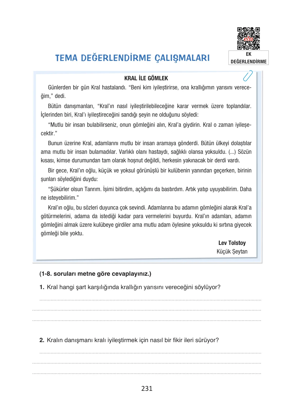 4. Sınıf Türkçe Ders Kitabı Cevapları Ada Yayınları Sayfa 231
