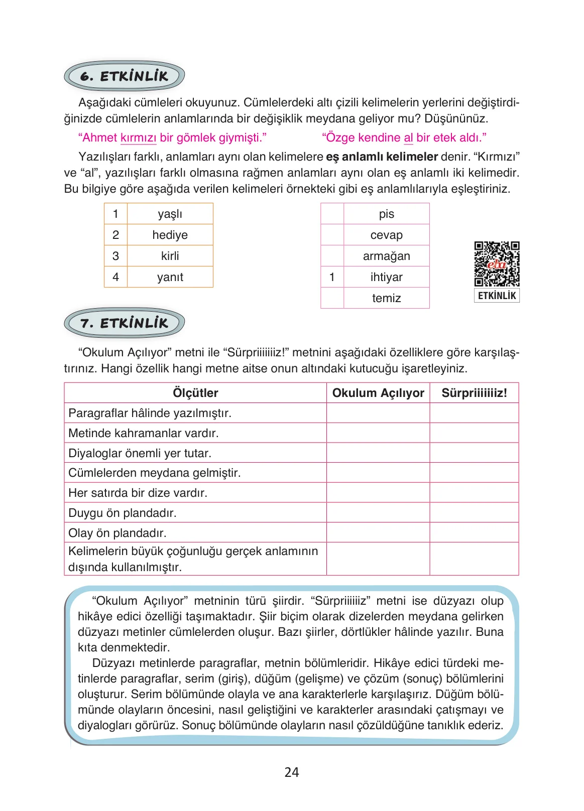 4. Sınıf Türkçe Ders Kitabı Cevapları Ada Yayınları Sayfa 24