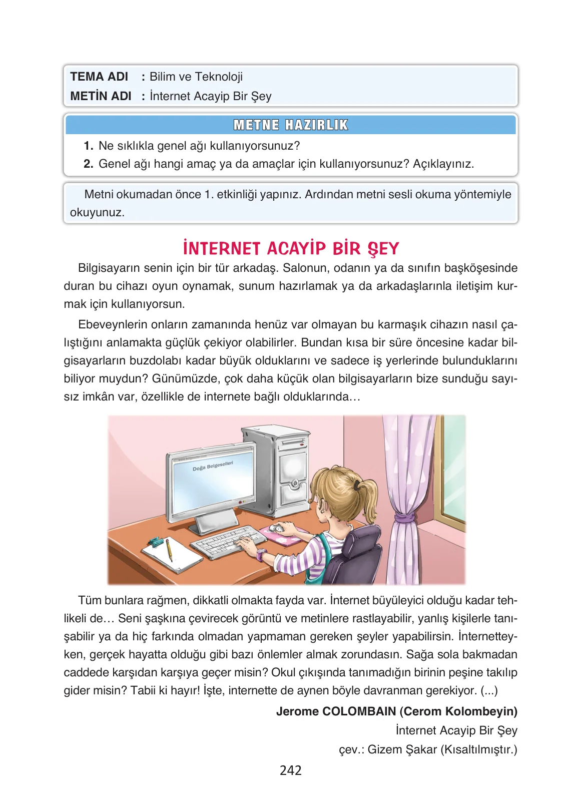 4. Sınıf Türkçe Ders Kitabı Cevapları Ada Yayınları Sayfa 242
