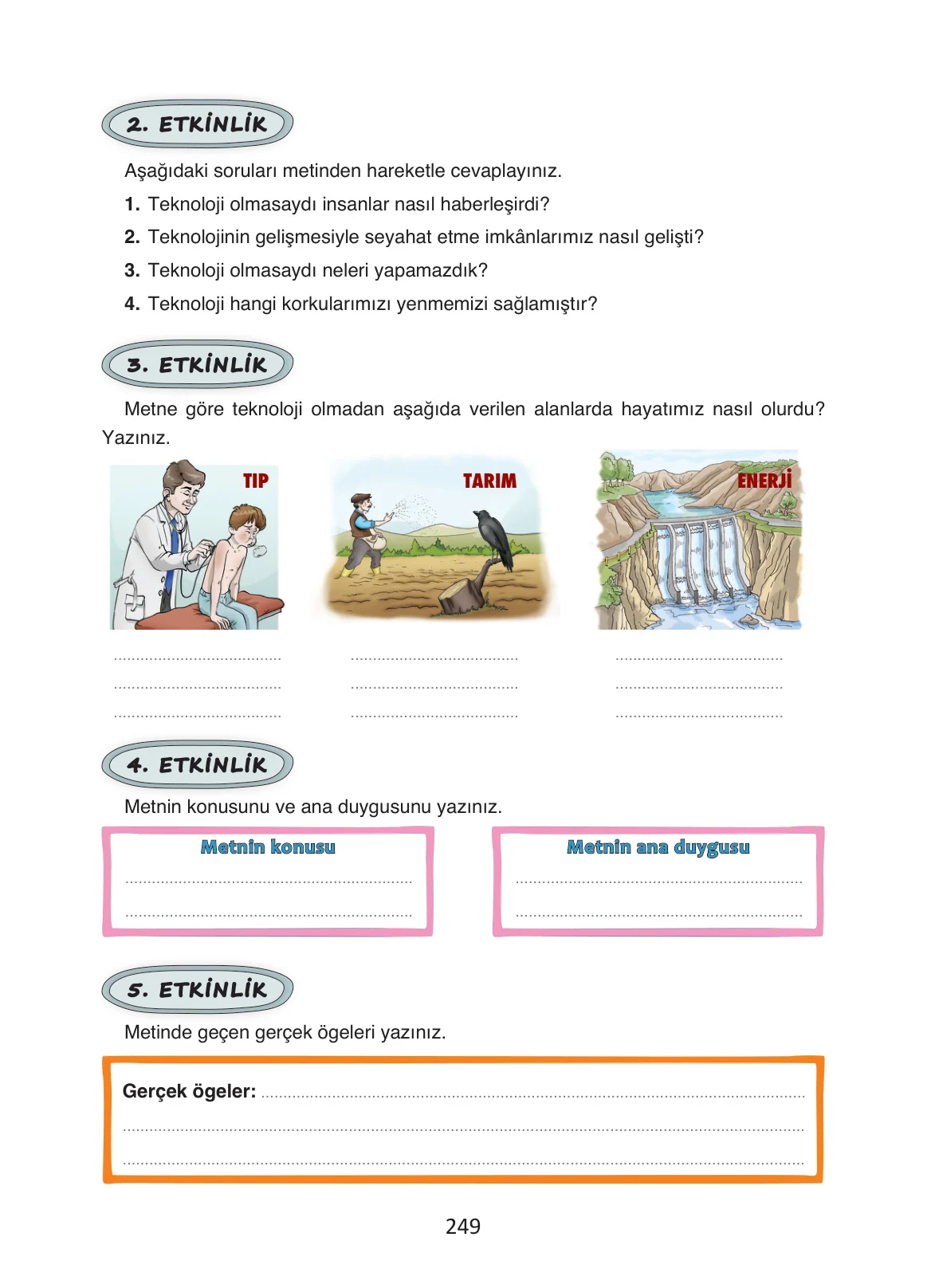 4. Sınıf Türkçe Ders Kitabı Cevapları Ada Yayınları Sayfa 249