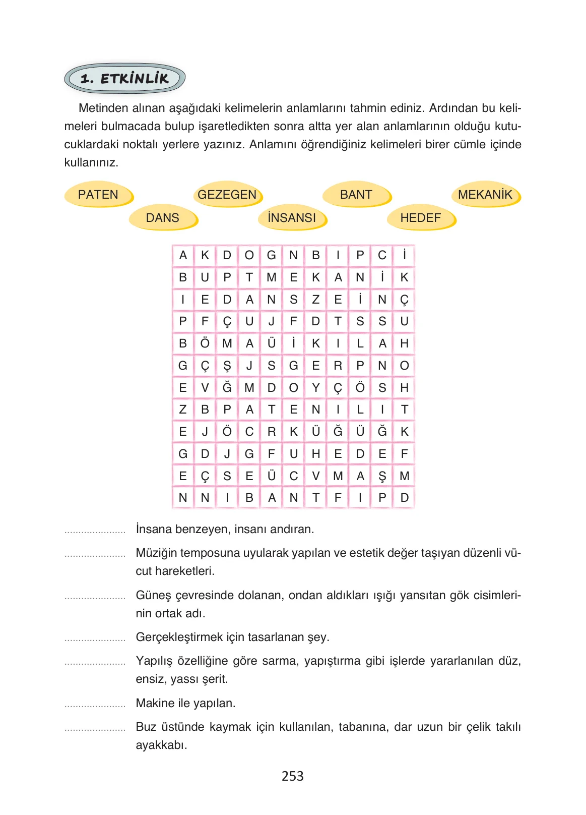 4. Sınıf Türkçe Ders Kitabı Cevapları Ada Yayınları Sayfa 253