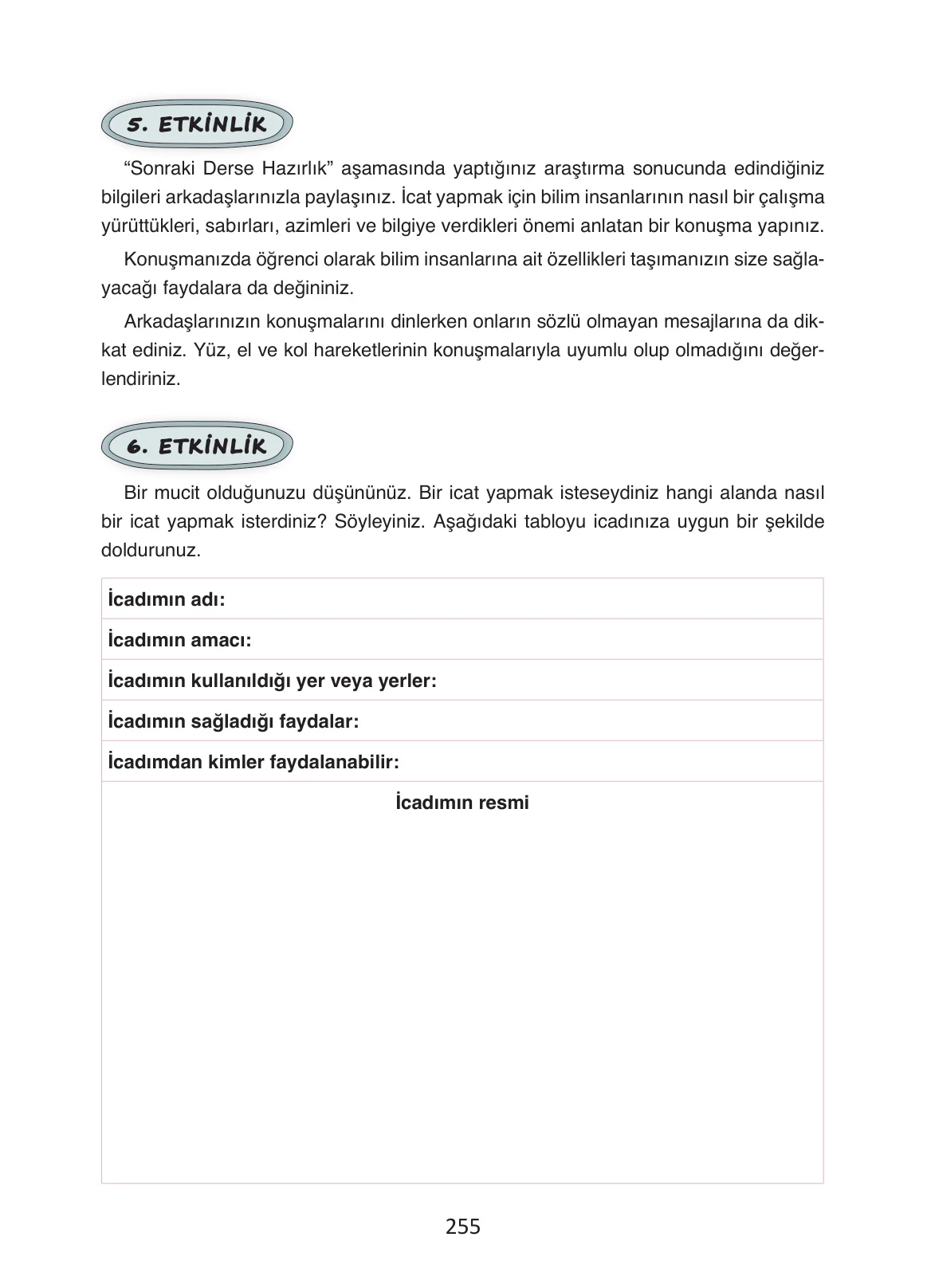 4. Sınıf Türkçe Ders Kitabı Cevapları Ada Yayınları Sayfa 255