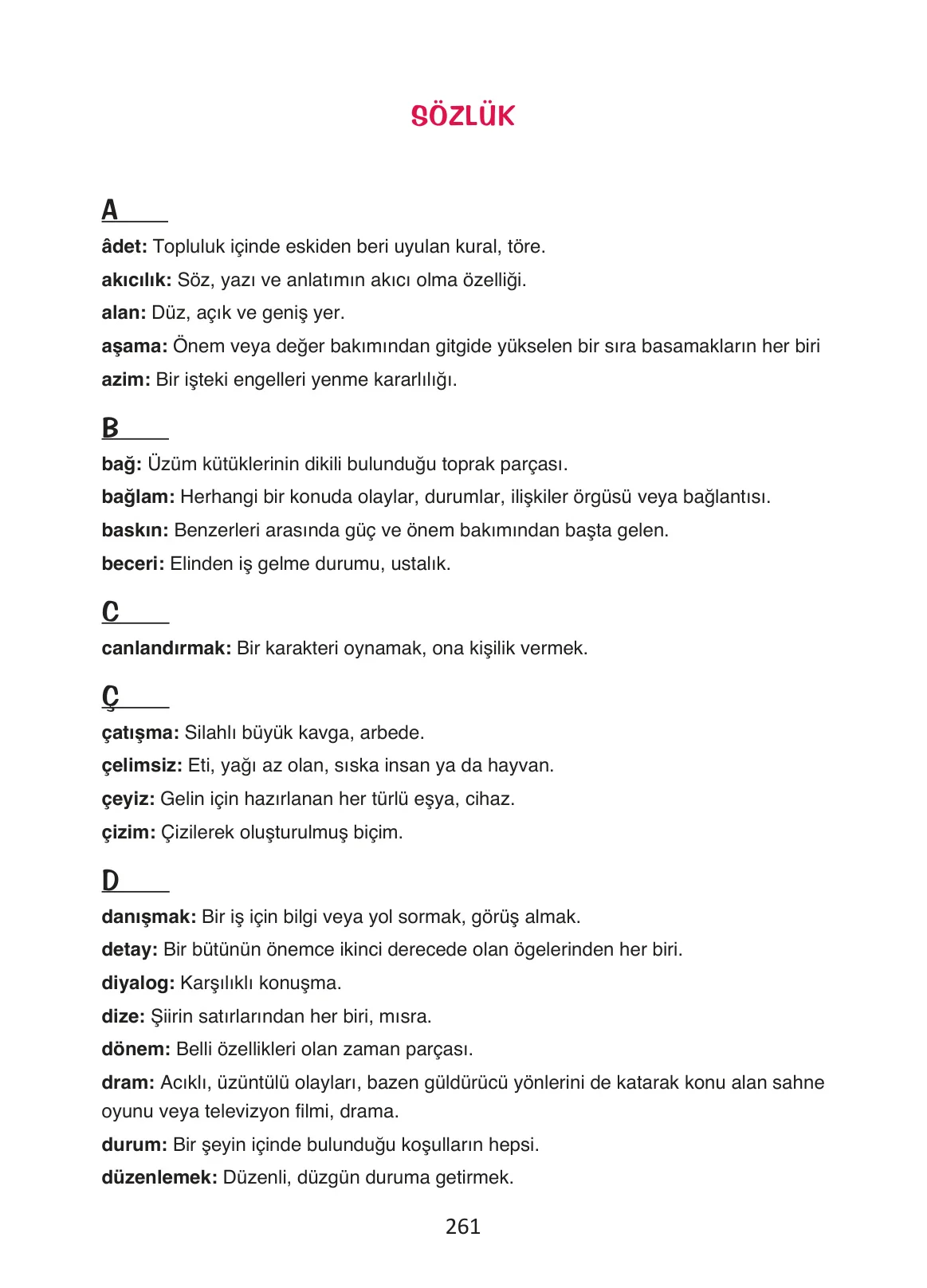 4. Sınıf Türkçe Ders Kitabı Cevapları Ada Yayınları Sayfa 261