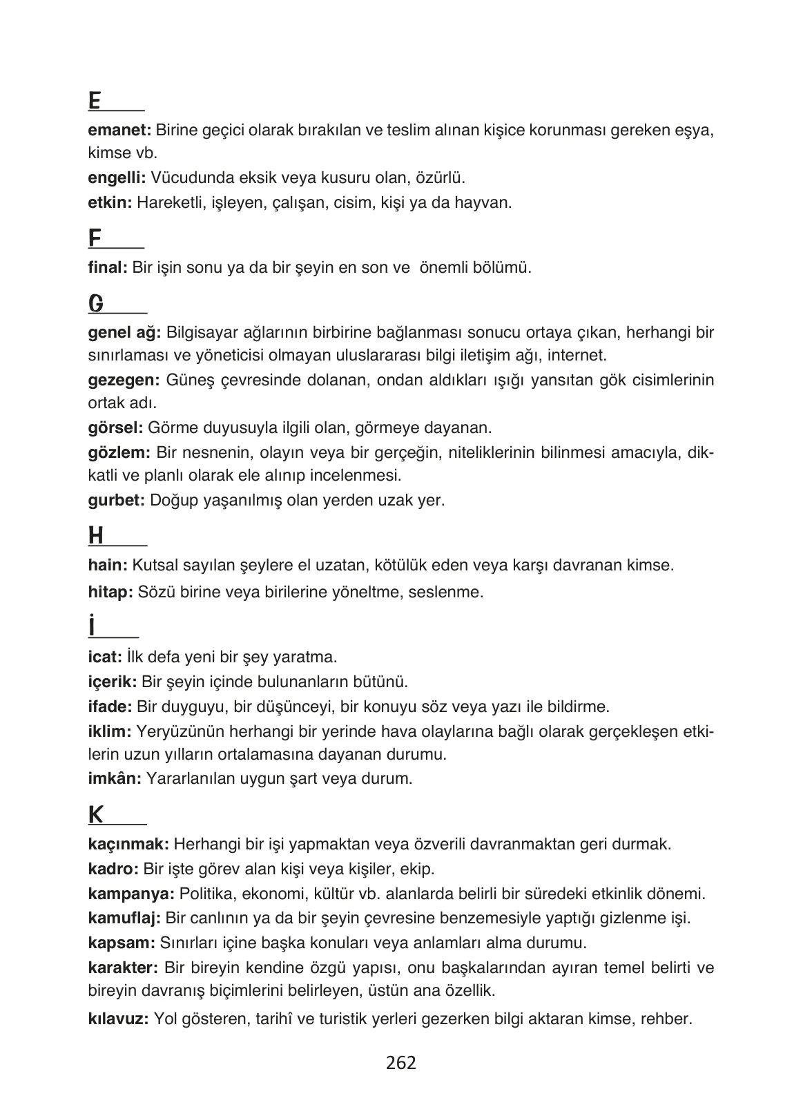 4. Sınıf Türkçe Ders Kitabı Cevapları Ada Yayınları Sayfa 262