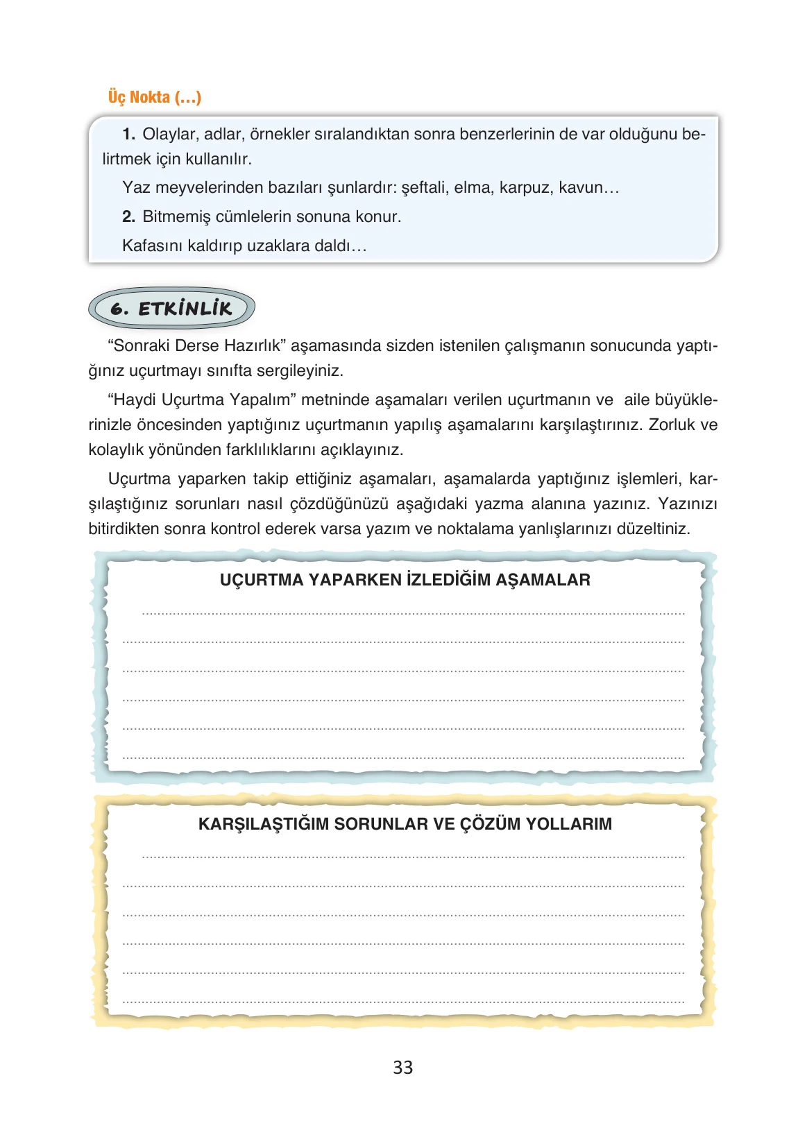 4. Sınıf Türkçe Ders Kitabı Cevapları Ada Yayınları Sayfa 33