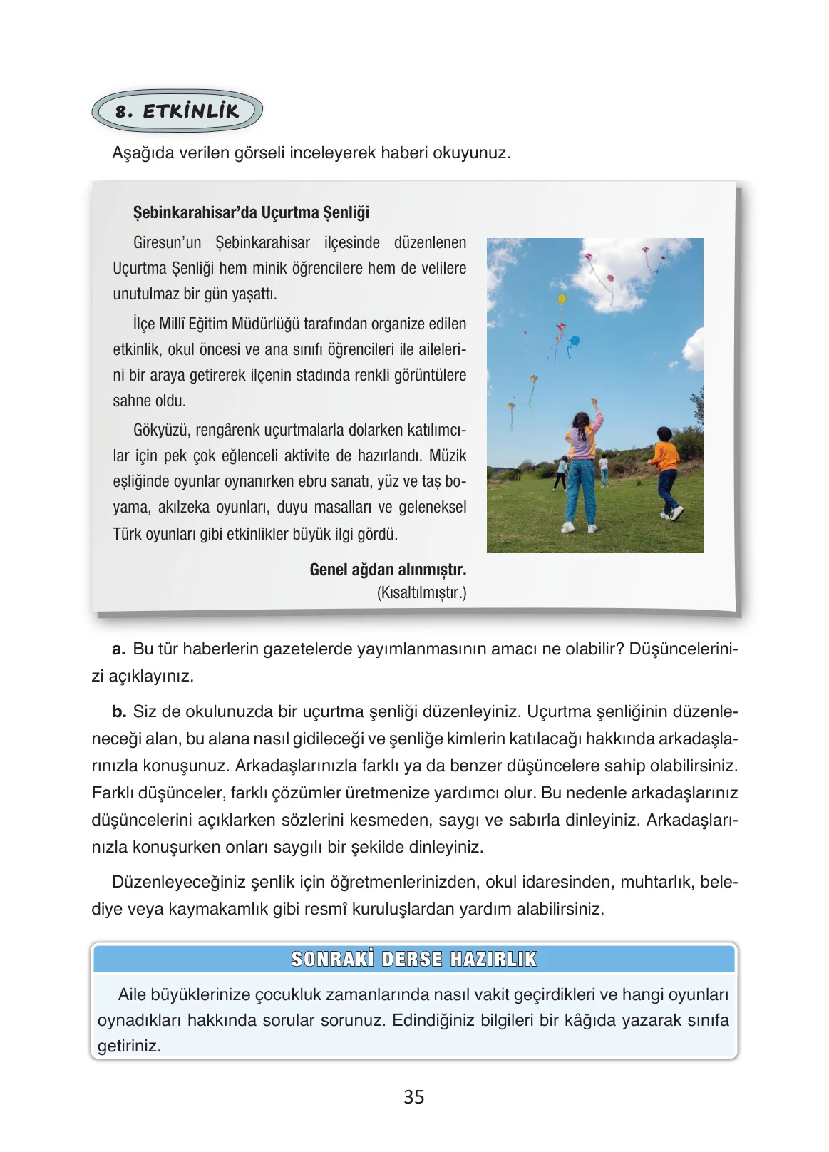 4. Sınıf Türkçe Ders Kitabı Cevapları Ada Yayınları Sayfa 35