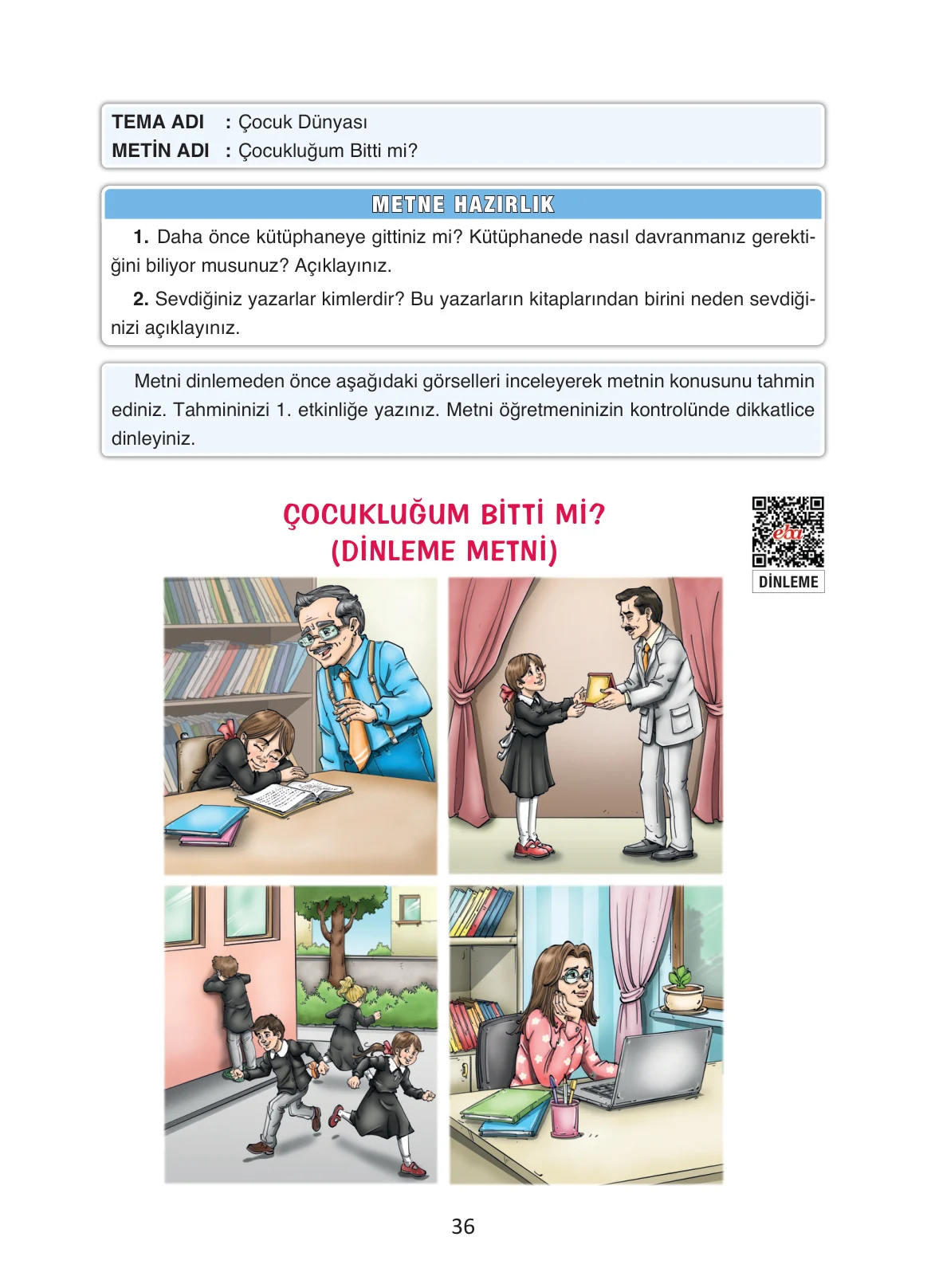 4. Sınıf Türkçe Ders Kitabı Cevapları Ada Yayınları Sayfa 36