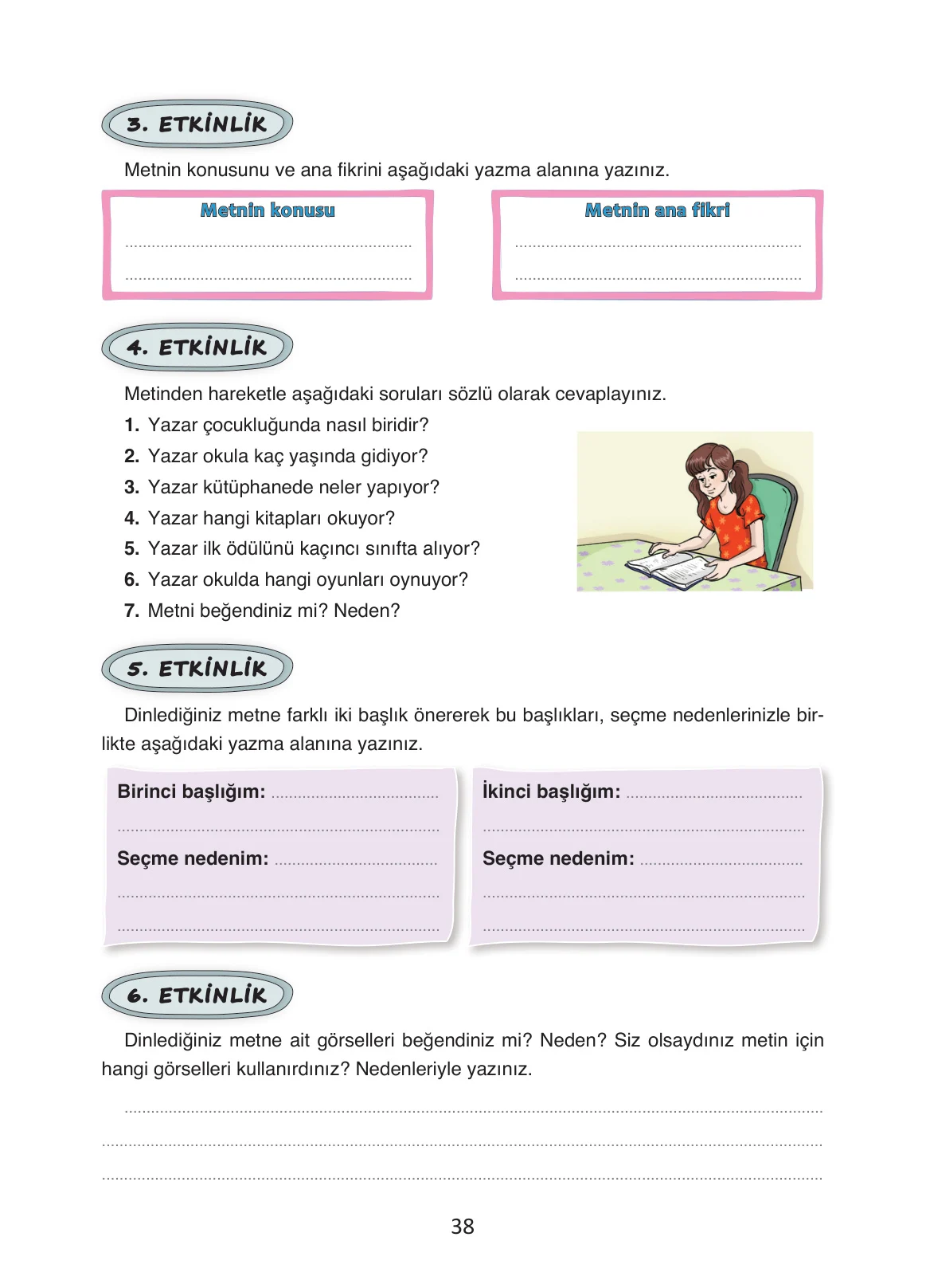 4. Sınıf Türkçe Ders Kitabı Cevapları Ada Yayınları Sayfa 38