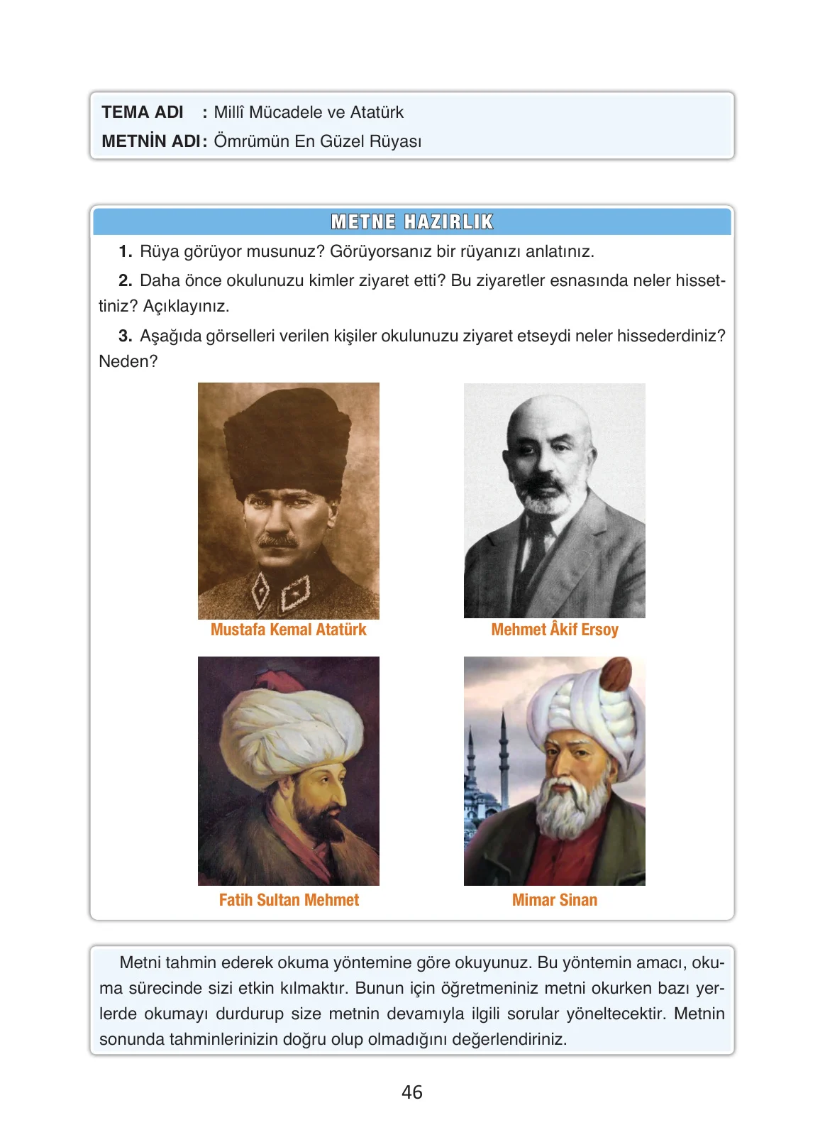 4. Sınıf Türkçe Ders Kitabı Cevapları Ada Yayınları Sayfa 46