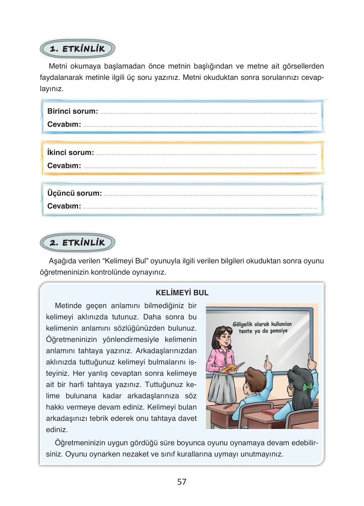 4. Sınıf Türkçe Ders Kitabı Cevapları Ada Yayınları Sayfa 57